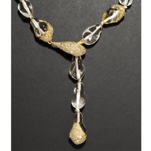 Alexis Bittar Liquid Lucite Crystal Pebble Lariat Necklace
